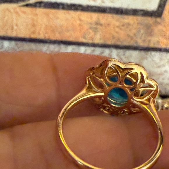 Elegant Blue and Gold Women's Ring - Picture 4 of 8